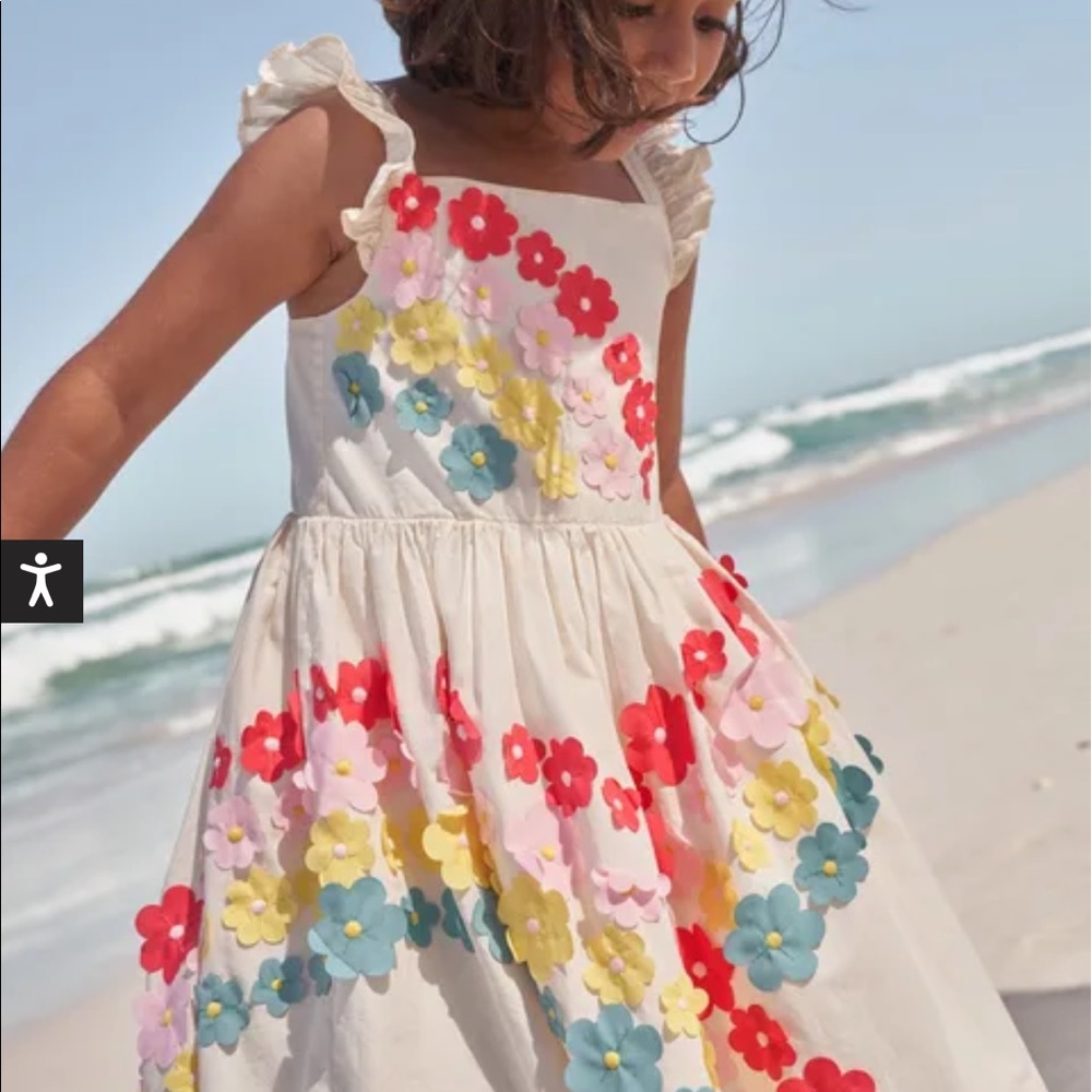 Mini Boden appliqué floral dress.